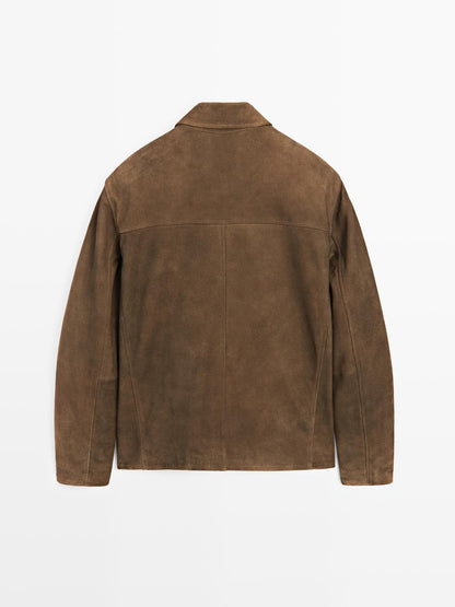 Napped suede jacket with faded detail