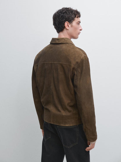 Napped suede jacket with faded detail