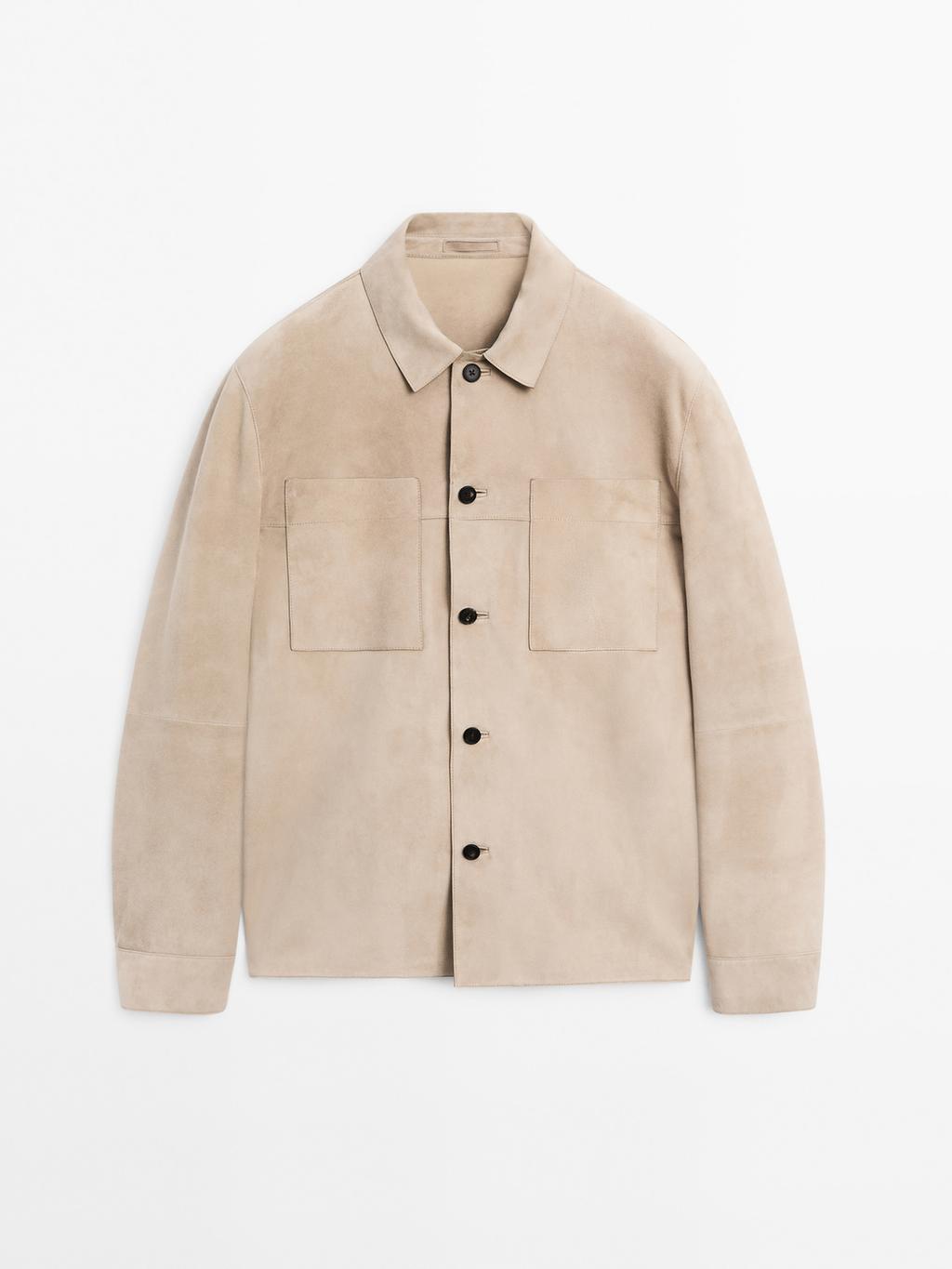 Suede leather overshirt