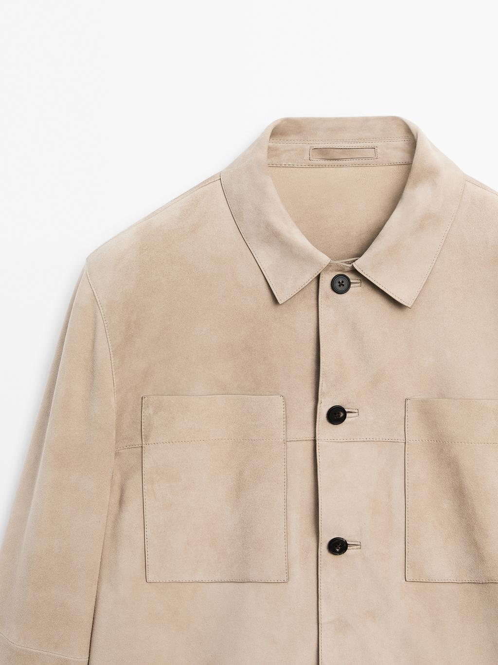 Suede leather overshirt