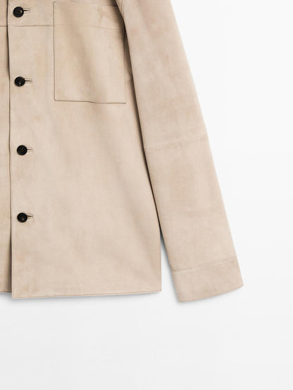 Suede leather overshirt
