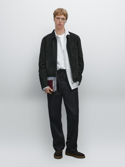 Suede leather jacket