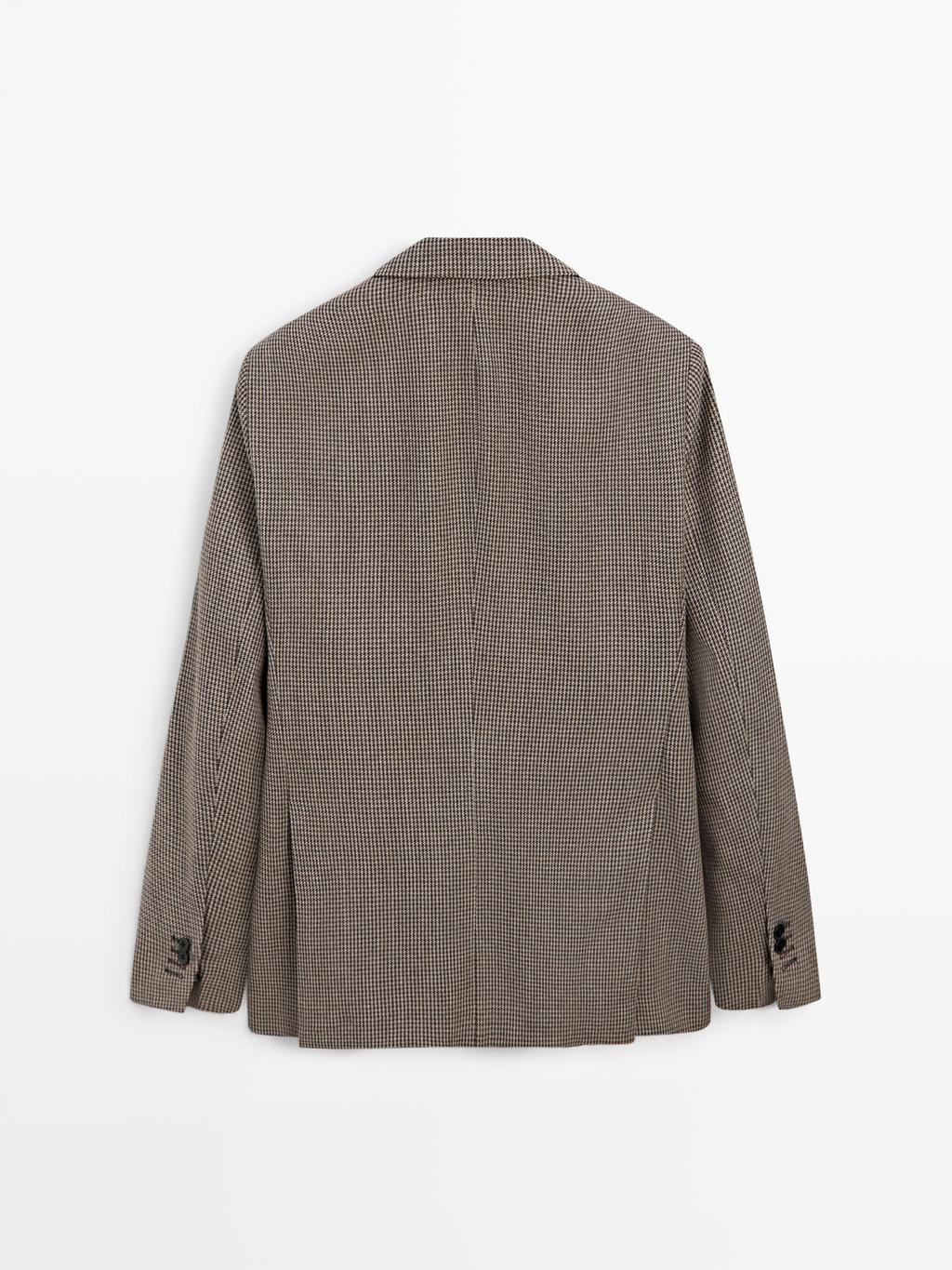 Wool blend houndstooth blazer