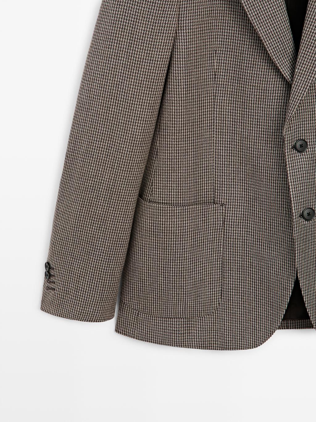 Wool blend houndstooth blazer
