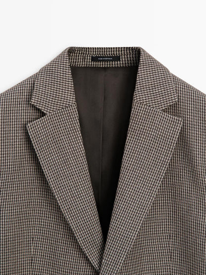 Wool blend houndstooth blazer
