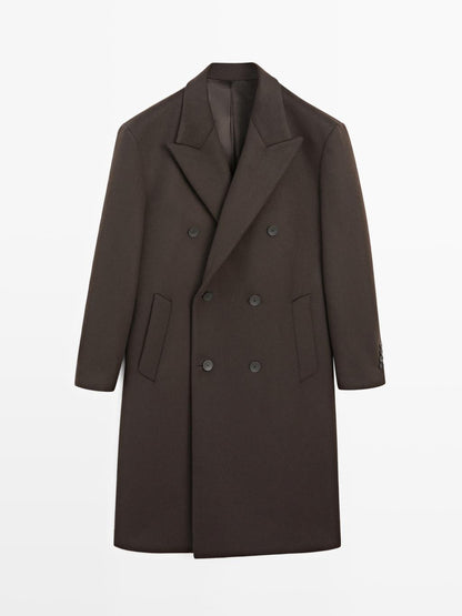 Long double-breasted wool blend coat - LIMITED