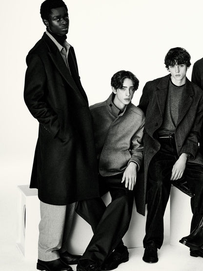 Long double-breasted wool blend coat - LIMITED