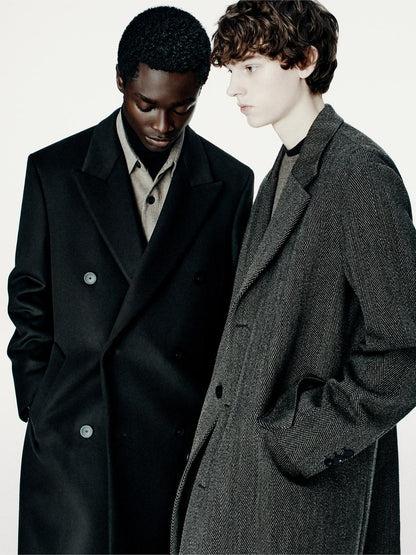 Long double-breasted wool blend coat - LIMITED