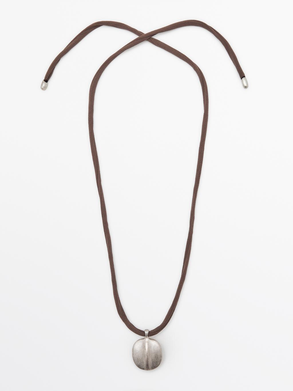 Leaf and silk cord necklace