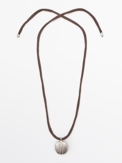 Leaf and silk cord necklace