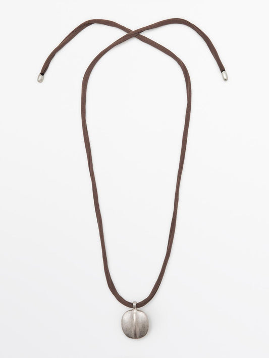 Leaf and silk cord necklace