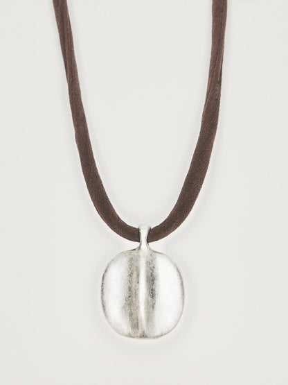 Leaf and silk cord necklace