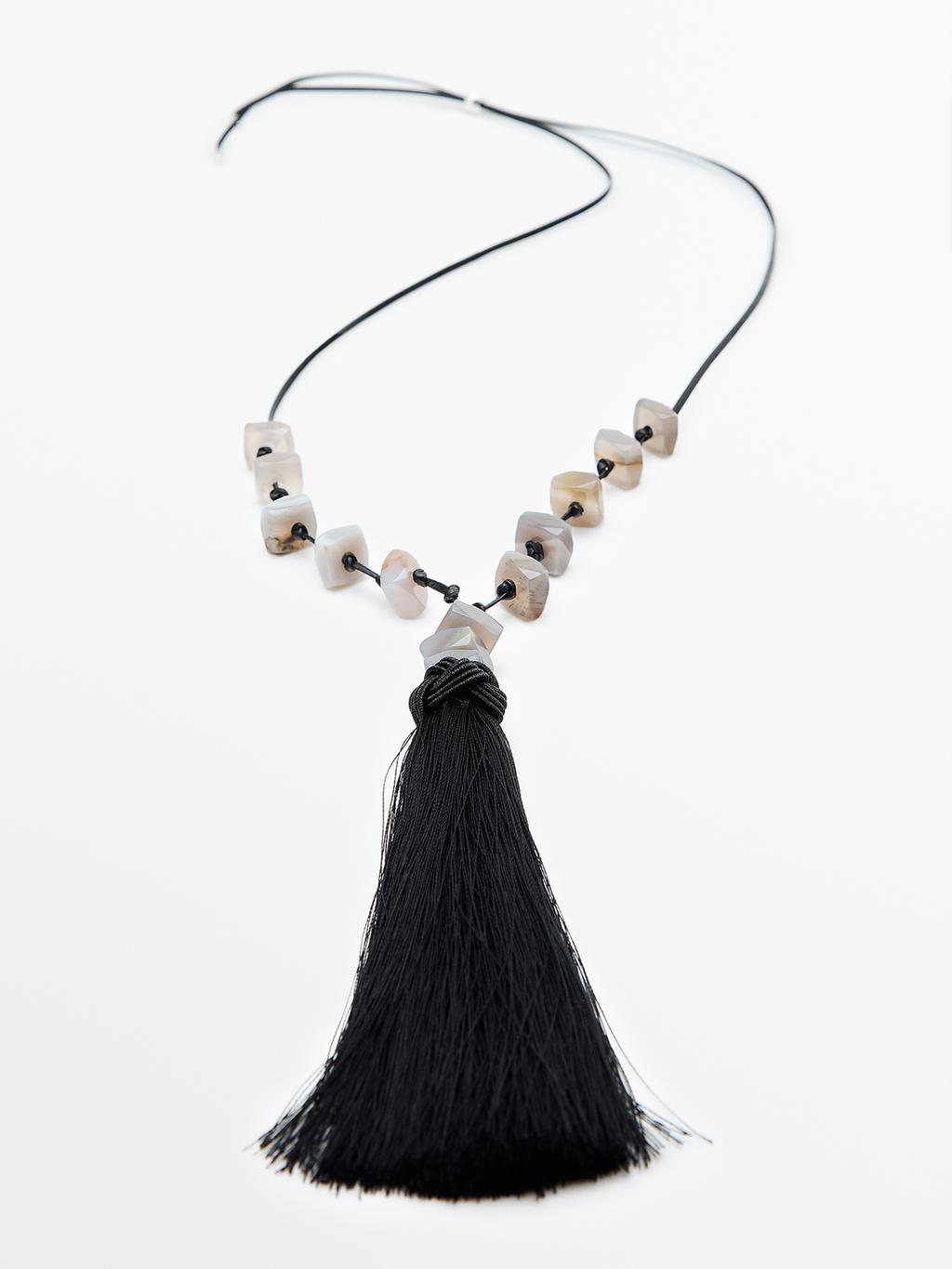 Rhinestone tassel necklace