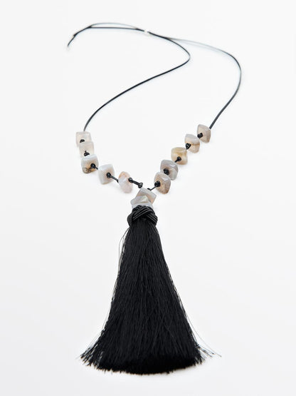 Rhinestone tassel necklace