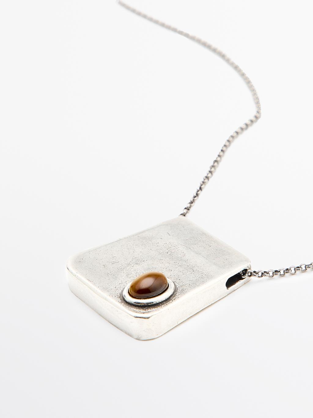 Square pendant with stone