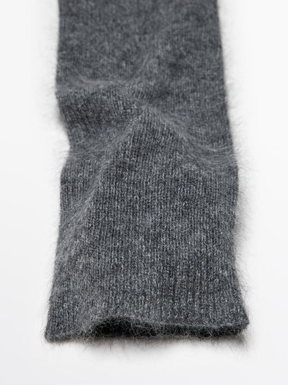 Long knit 100% cashmere mittens