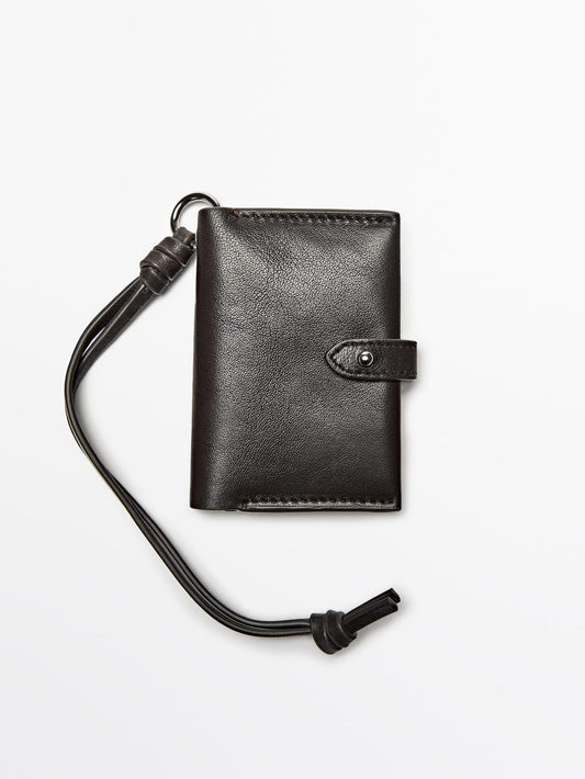 Nappa leather charm card holder