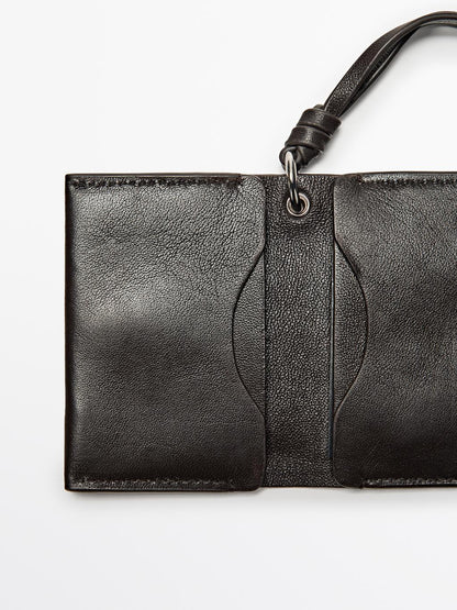 Nappa leather charm card holder