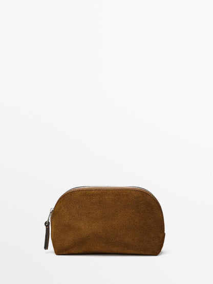 Small split leather toiletry bag