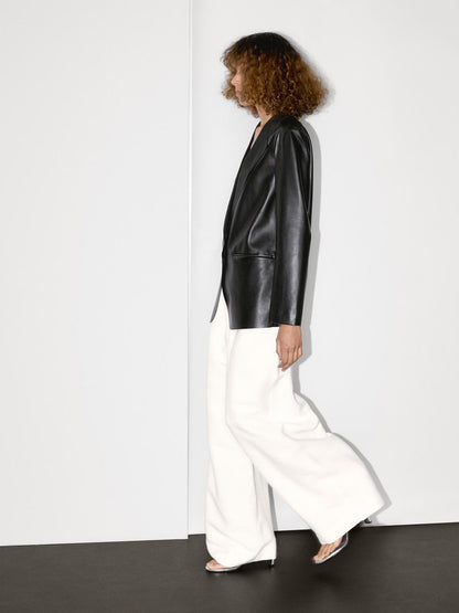 Flowing nappa leather blazer