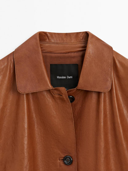 Long nappa leather coat