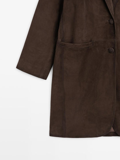 Long suede leather coat
