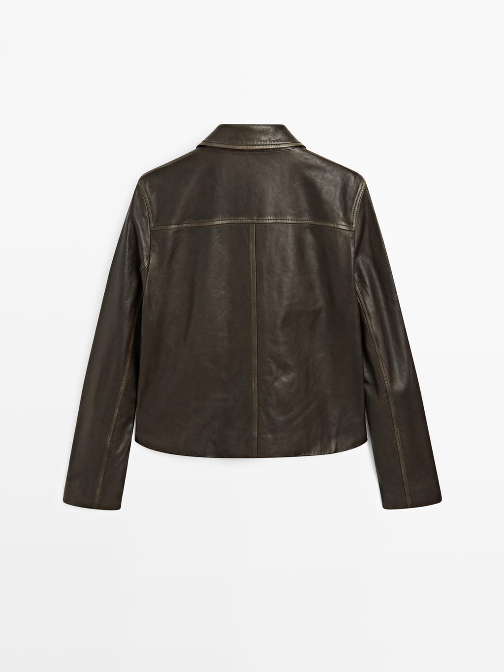 Nappa leather jacket with lapel collar