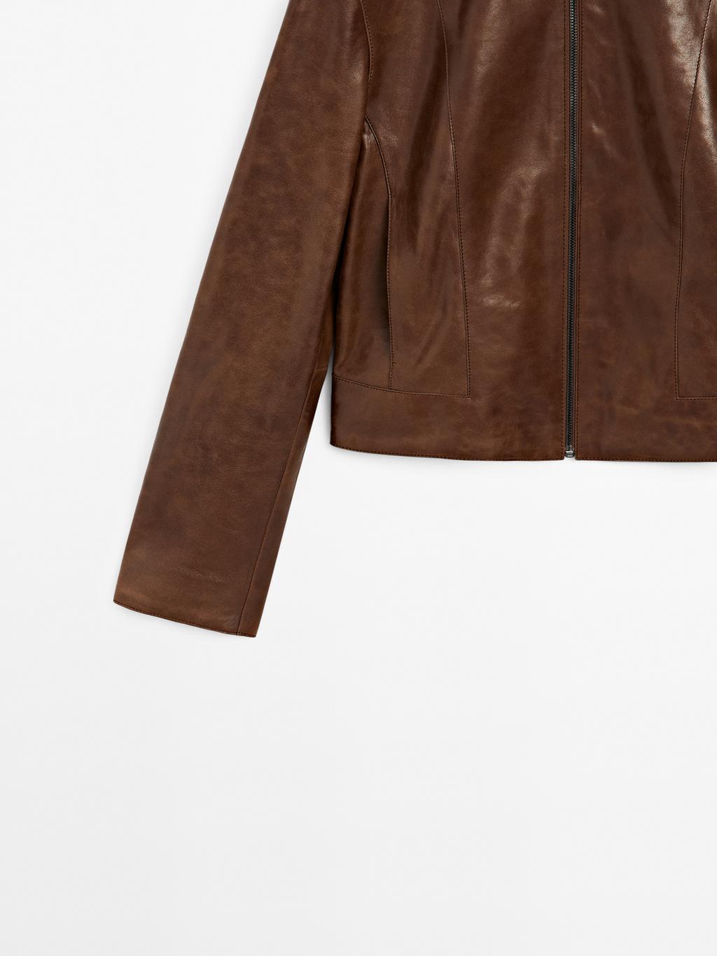 Short nappa leather jacket
