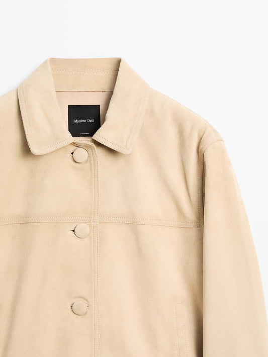 Short suede leather jacket