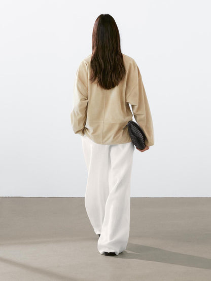 Wide suede leather blouse