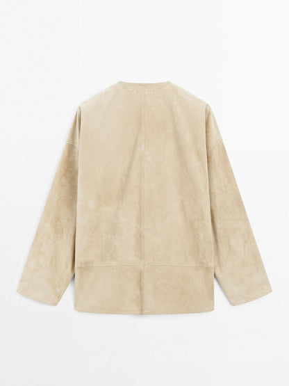 Wide suede leather blouse