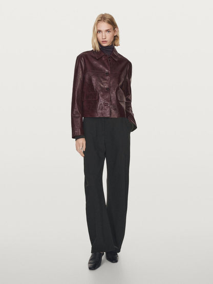 Cropped nappa leather jacket