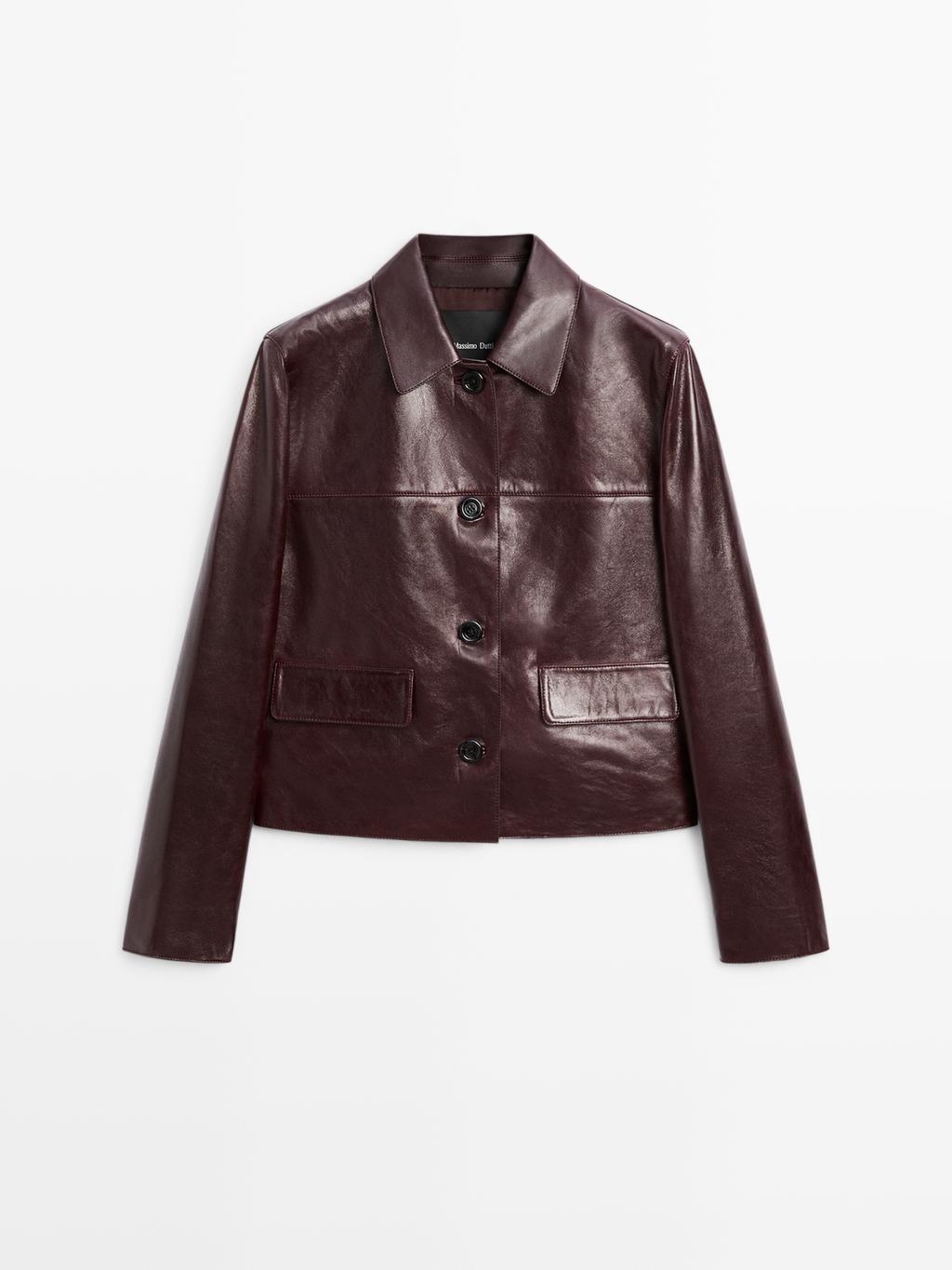 Cropped nappa leather jacket