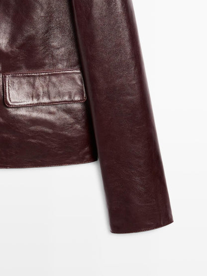 Cropped nappa leather jacket