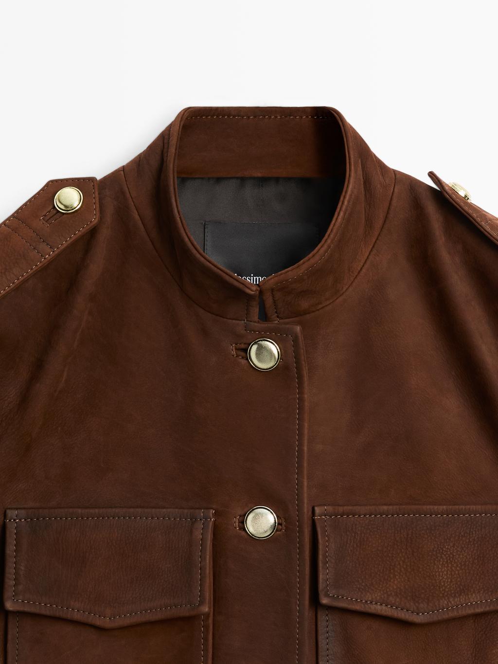 Nubuck leather safari jacket
