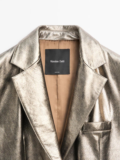 Metallic nappa leather blazer