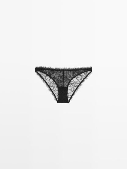 Lace briefs with frayed detail