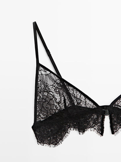 Lace cotton blend bralette