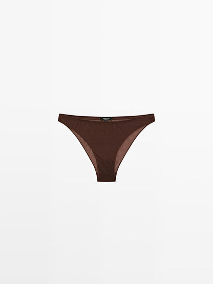 Semi-sheer briefs with metallic detail