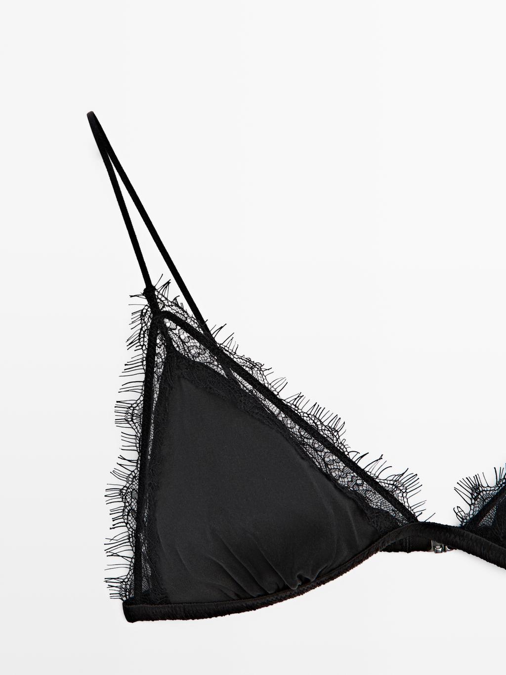 Silk blend top with lace detail