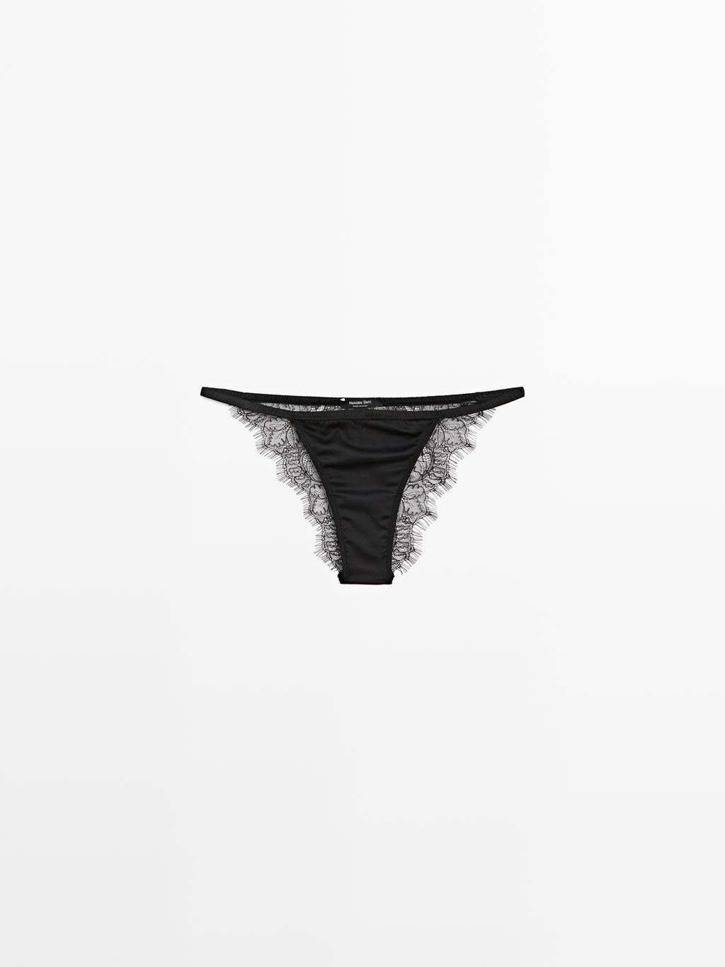 Silk blend briefs with lace detail