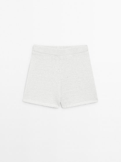 Cotton blend knit shorts
