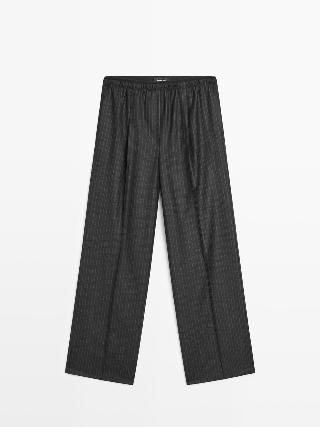 Darted pinstripe trousers