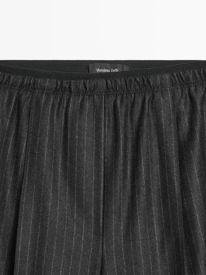 Darted pinstripe trousers