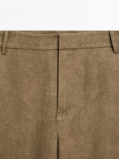 Flowing high-waist barrel fit trousers