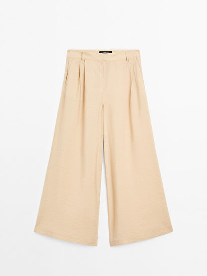 Darted palazzo trousers