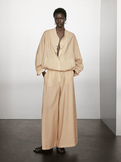 Darted palazzo trousers