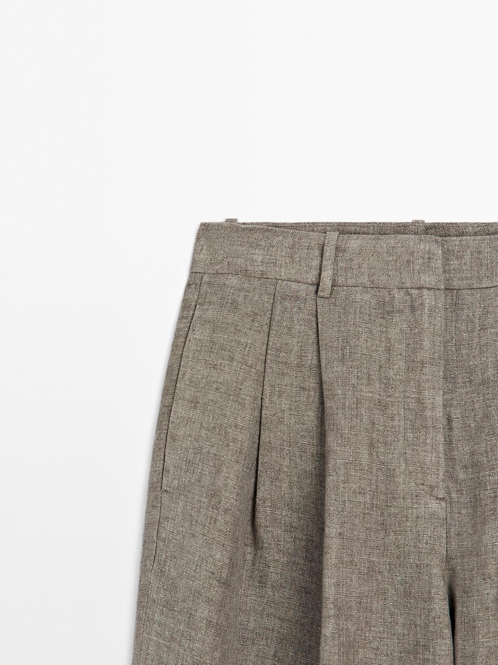 100% linen trousers with double darts