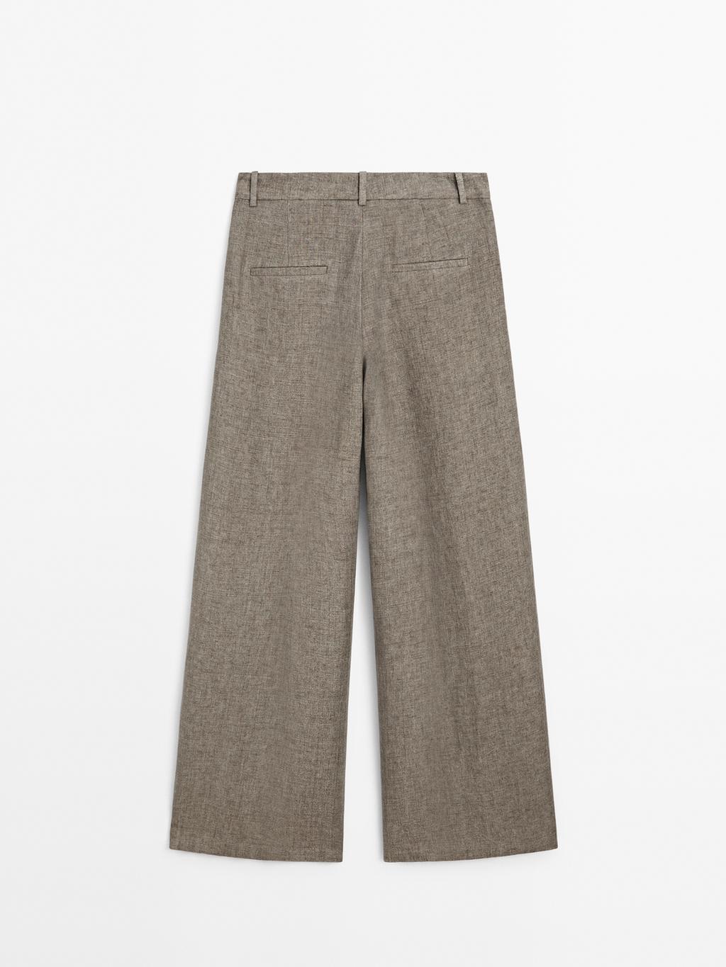 100% linen trousers with double darts