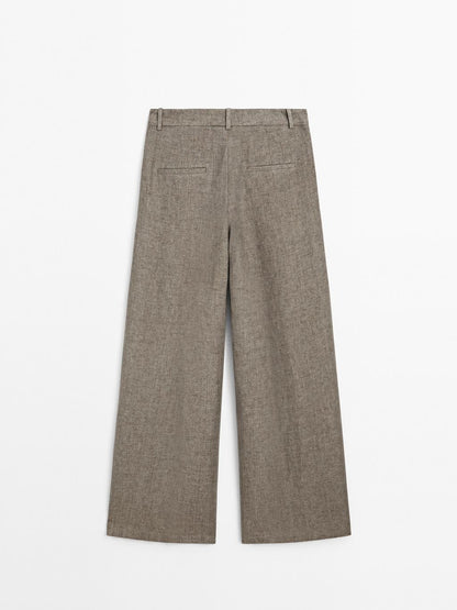 100% linen trousers with double darts